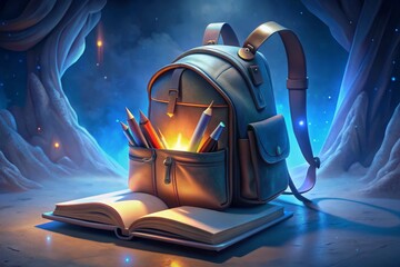 A backpack dreams of stardust under a night sky