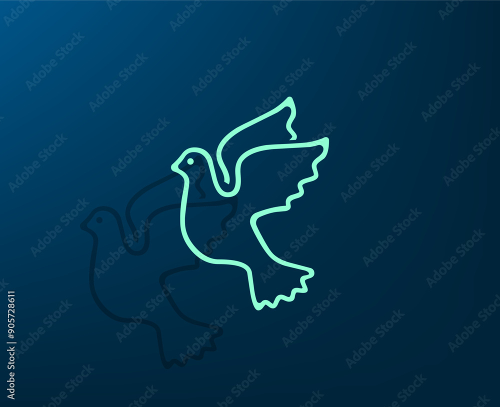 Poster vector illustration with shadow on blue background with gradient