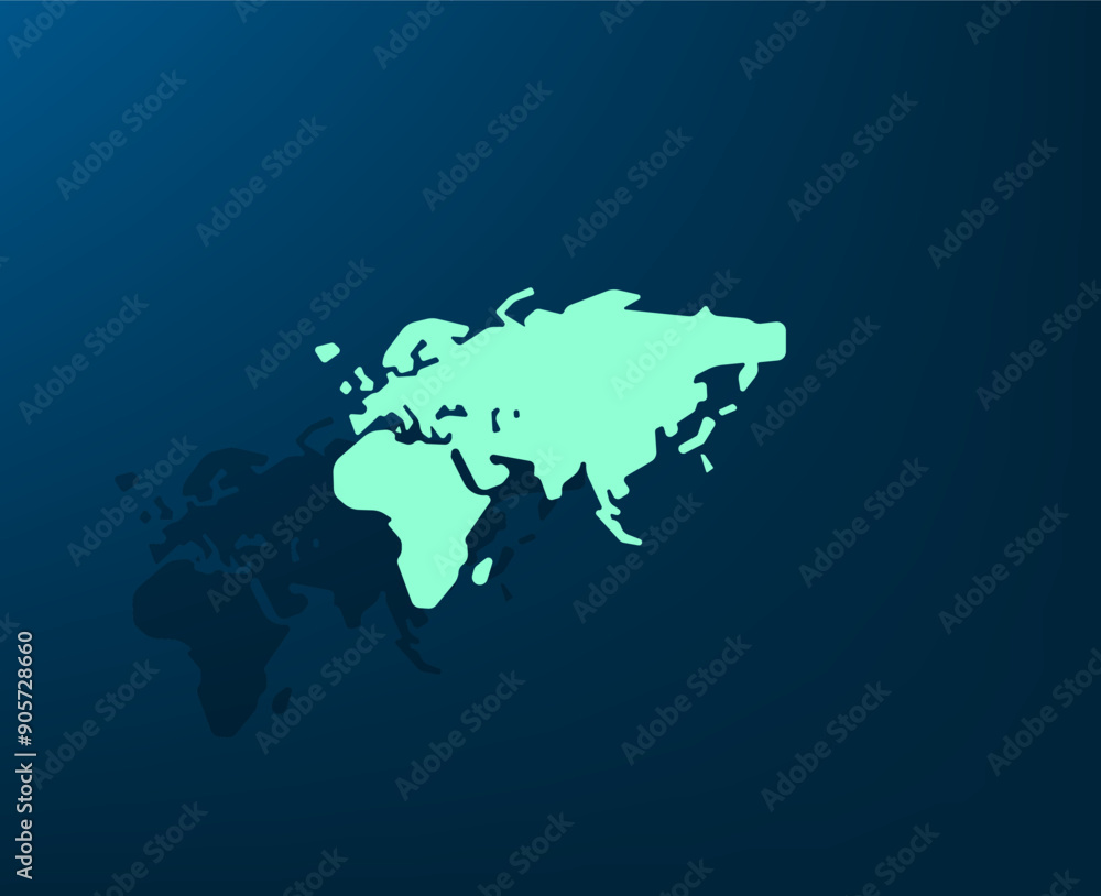 Poster vector illustration with shadow on blue background with gradient