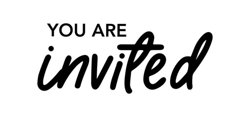 You are invited invitation design for card, elegant calligraphic typo