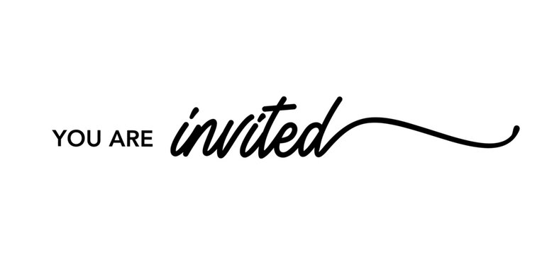 You are invited invitation design for card, elegant calligraphic typo