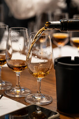 Sherry served in a tasting glass