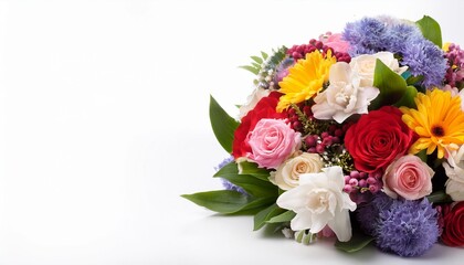 beautiful flower bouquet with colorful flowers isolated on a white background