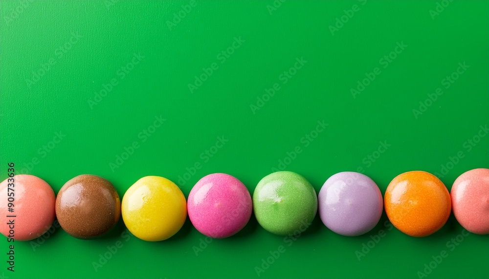 Wall mural a row of polo sweets against a plain green background top down view