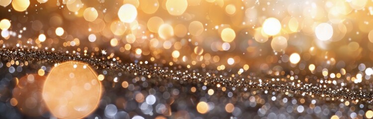 Sparkling Golden Bokeh Abstract Background With Shimmering Lights