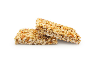 Sunflower seed Gozinaki or Kozinaki candy bar, traditional Georgian confection made of caramelized nuts or seeds, isolated on white background     