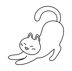 Сute vector cat. Hand drawn vector illustration. Line art.