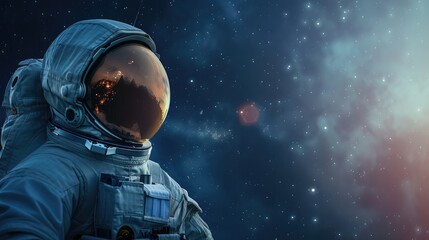 Astronaut with helmet empty space for text