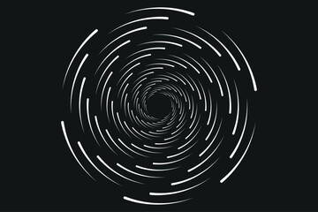 Modern abstract background. Halftone dots in circle form. Spiral logo, icon or design element. Black dots on a white background and white dots on the black side.