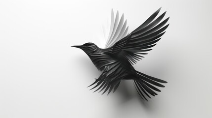 Naklejka premium Black Bird Paper Art