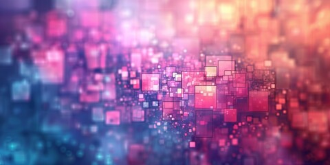 Dreamy Pastel Background with Pixelated Blocks of Pink, Purple, and Blue, Evoking Nostalgia for the Digital Age