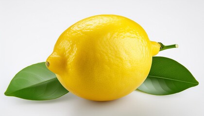 lemon fruit with leaves on a white background