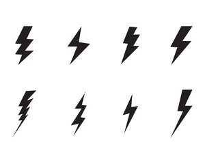 Thunder bolt flash icon. Bold Lightning Bolt Icons on a White Background