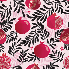 Seamless vector pomegranate pattern
