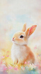 Obraz premium cute childrens book illustration of a brown rabbit