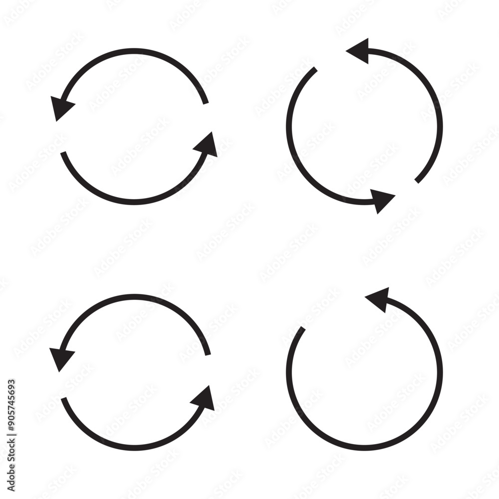 Poster circle arrow icon set. symbol of reload, refresh, loading, recycle and repeat.