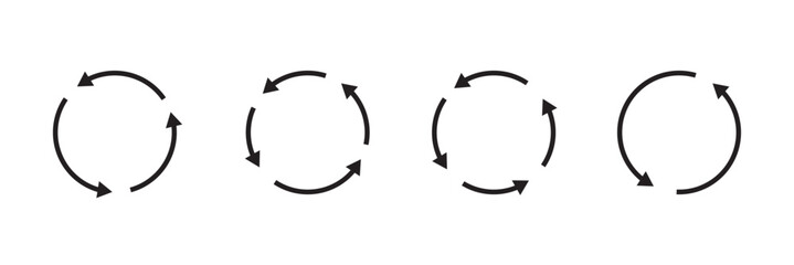 Reload vector icon set. repeat or refresh vector button. restart or reset sign. update and upgrade icon in black color.