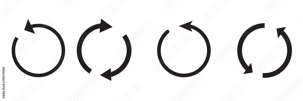 Aufkleber circle arrow icon set. symbol of reload, refresh, loading, recycle and repeat. interconnecting round
