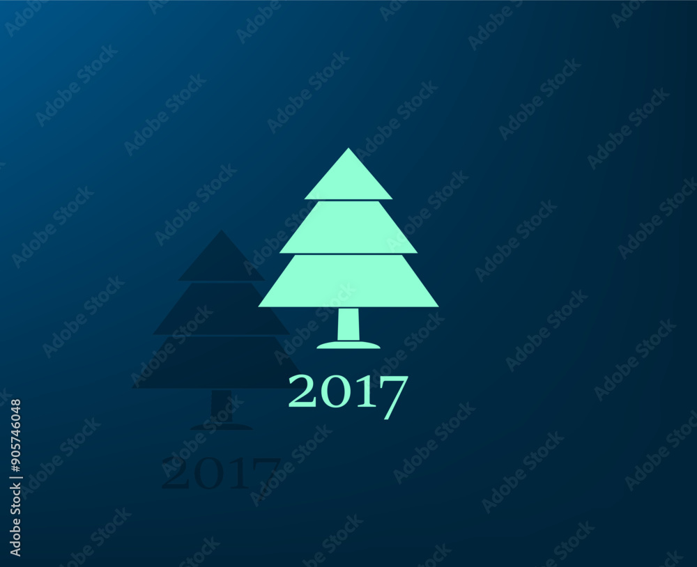 Poster vector illustration with shadow on blue background with gradient