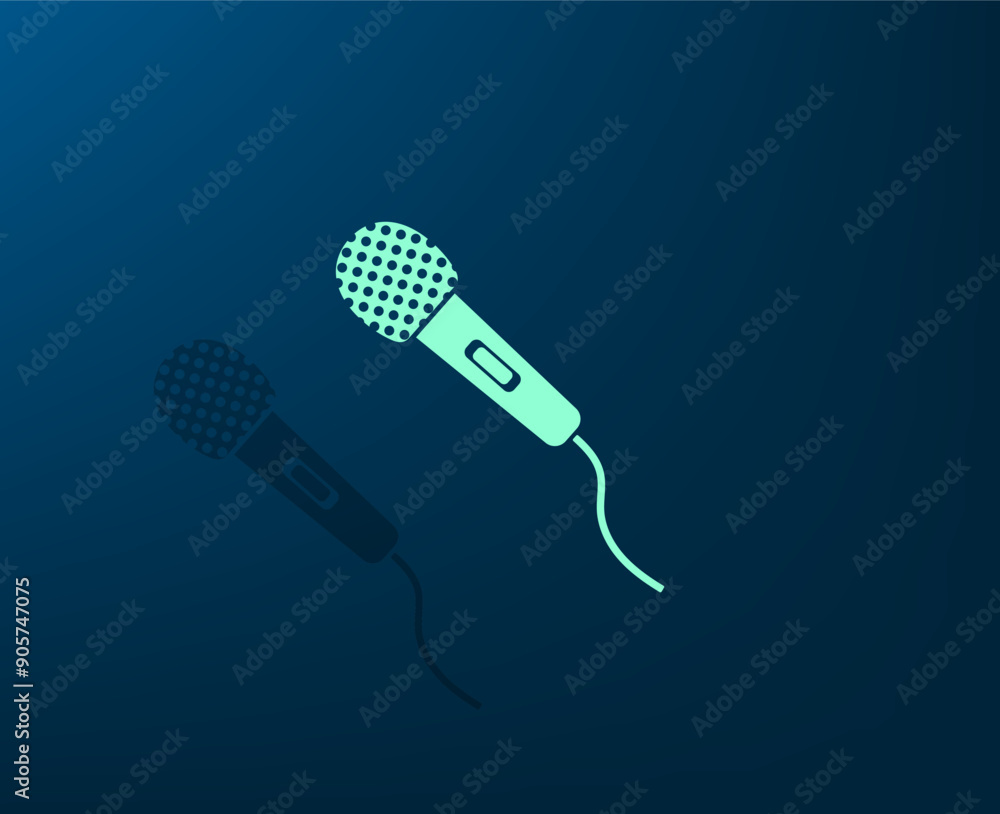 Poster vector illustration with shadow on blue background with gradient