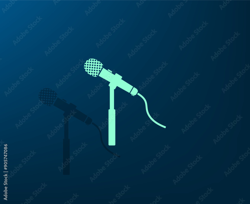 Poster vector illustration with shadow on blue background with gradient