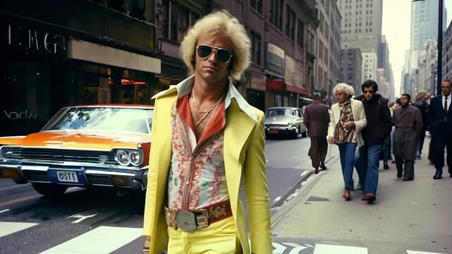 Fashionable man on a New York City street in 1970s