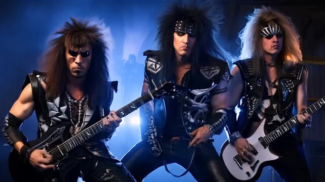 Heavy metal rock band playing music