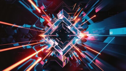 A futuristic looking abstract image with a diamond in the middle, AI