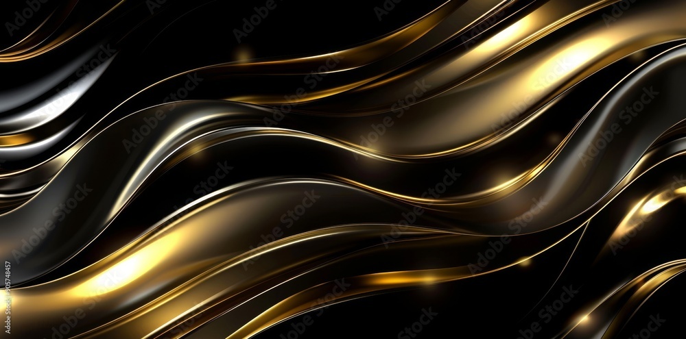 Wall mural Background with golden line elements on black wallpaper