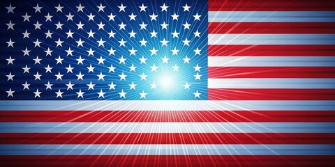 Obraz premium American Flag with Star Burst, Red, White, Blue, Stars, Stripes, America