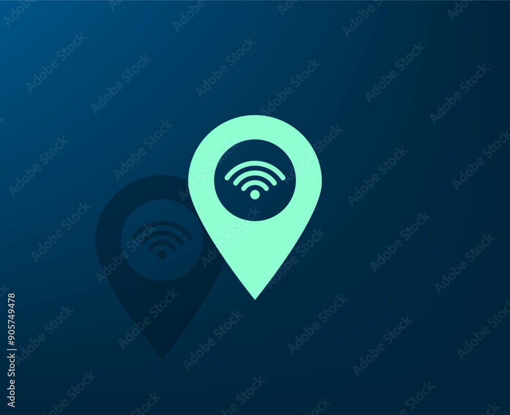 Poster vector illustration with shadow on blue background with gradient