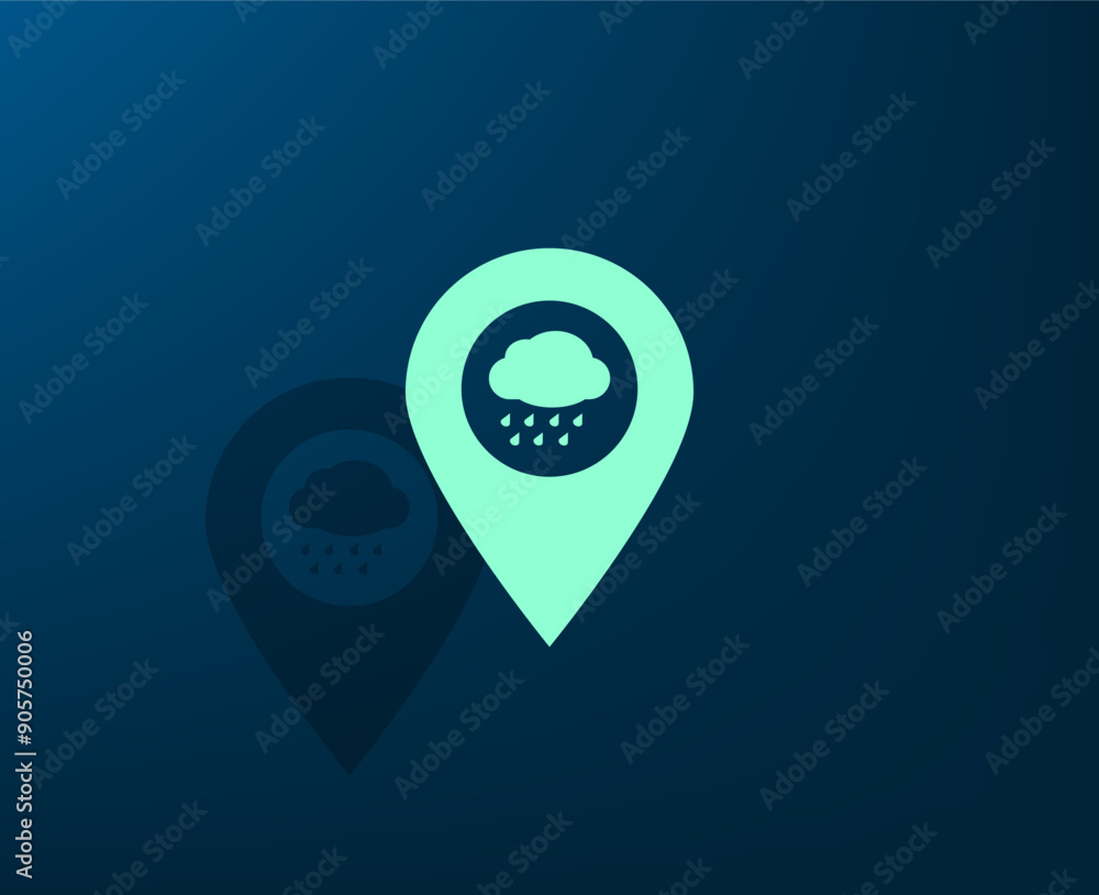 Poster vector illustration with shadow on blue background with gradient