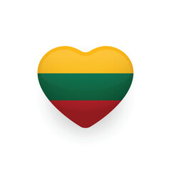 National flag of Lithuania shaped as heart. Lithuanian flag. Vector illustration.