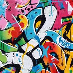 Obraz premium Urban modern culture street art graffiti closeup. Abstract creative drawing fashion colors on a wall of the city.