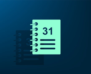 Vector illustration with shadow on blue background with gradient