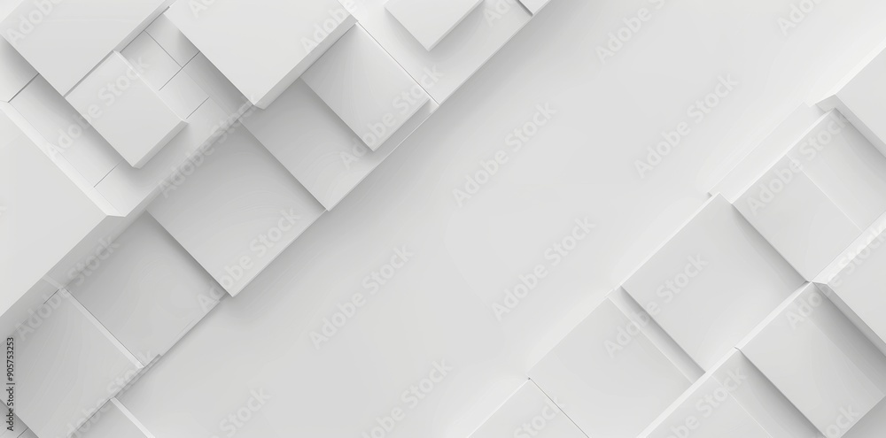 Poster moved fading out white cube boxes block background wallpaper banner with copy space