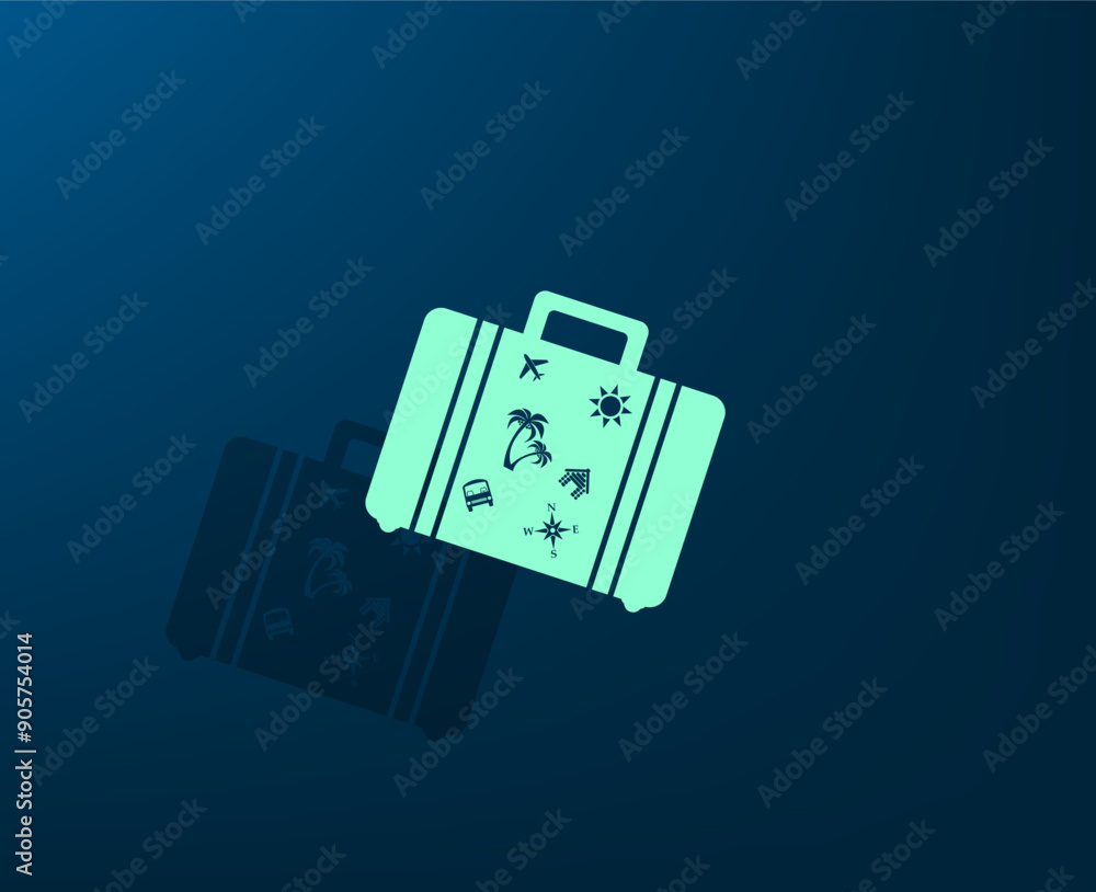 Poster vector illustration with shadow on blue background with gradient