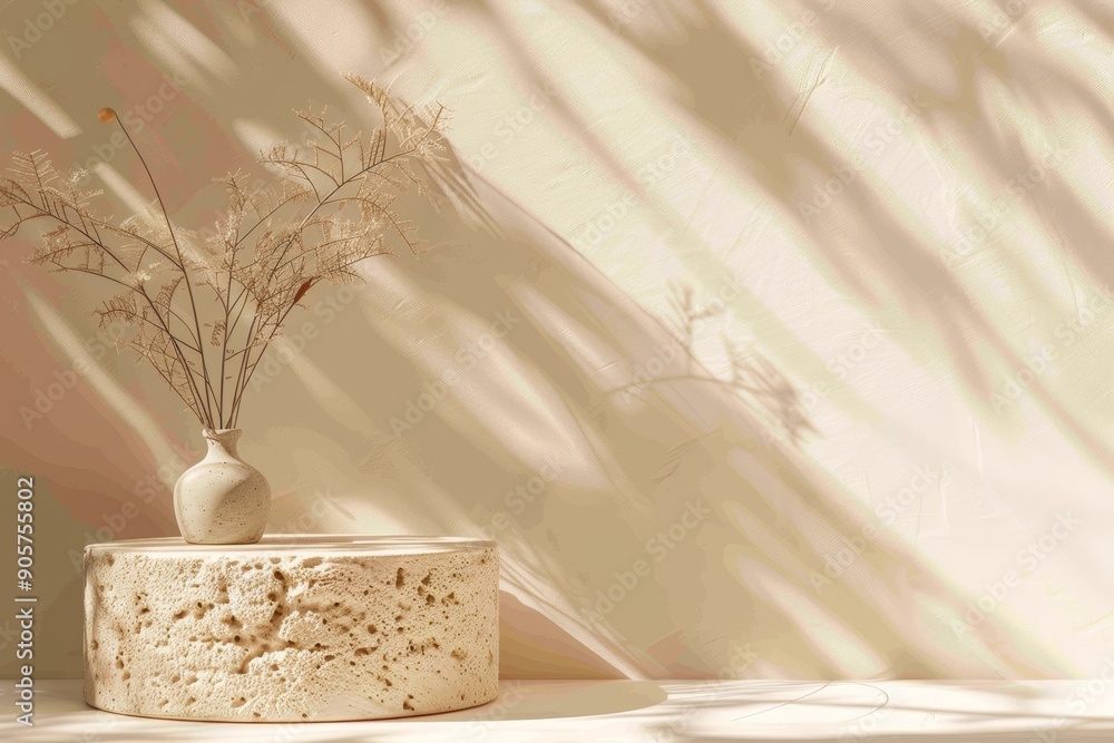 Poster a minimal abstract background featuring light and intricate shadows from the window and plantation o