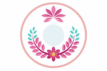  A Circle Frame with flower Icon design vector art illustration 