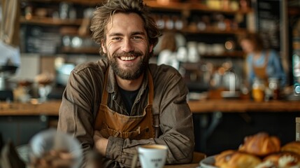 Smiling Barista in a Coffee Shop