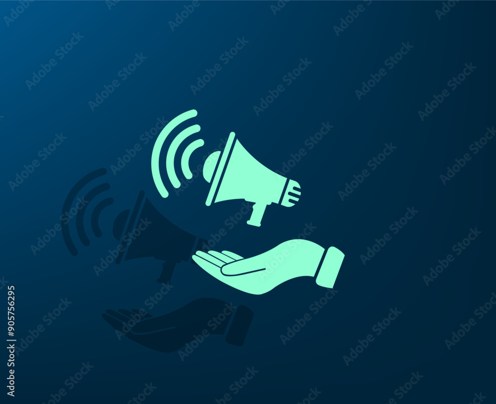 Poster vector illustration with shadow on blue background with gradient
