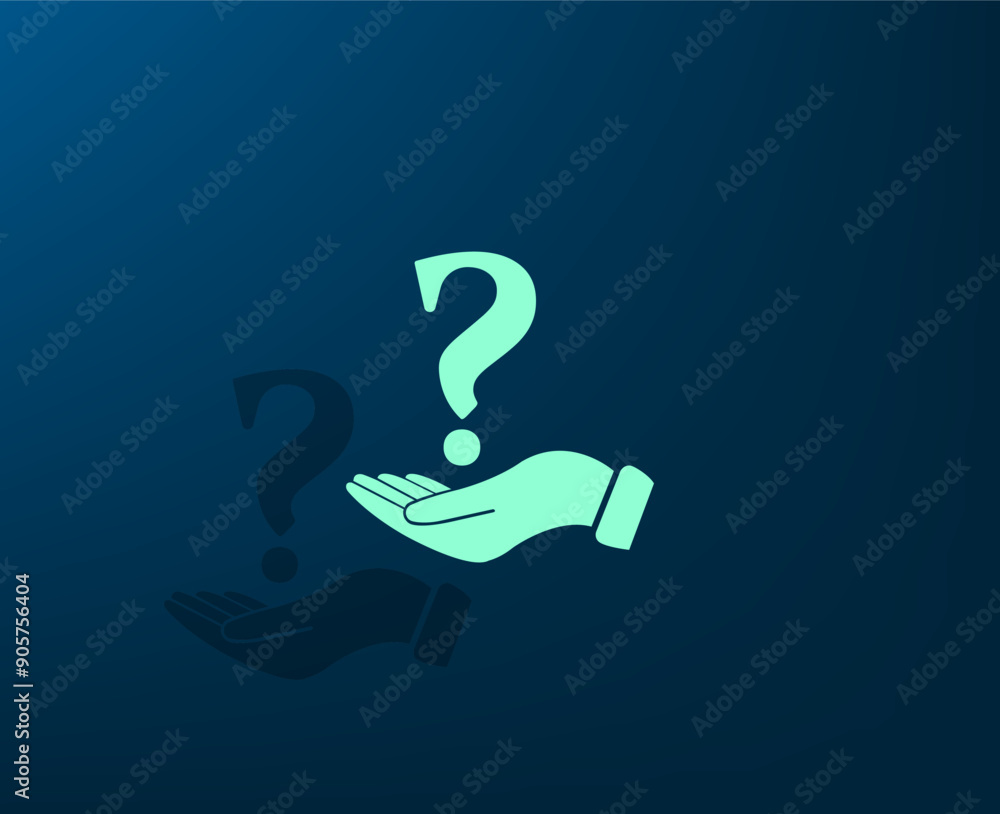 Poster vector illustration with shadow on blue background with gradient