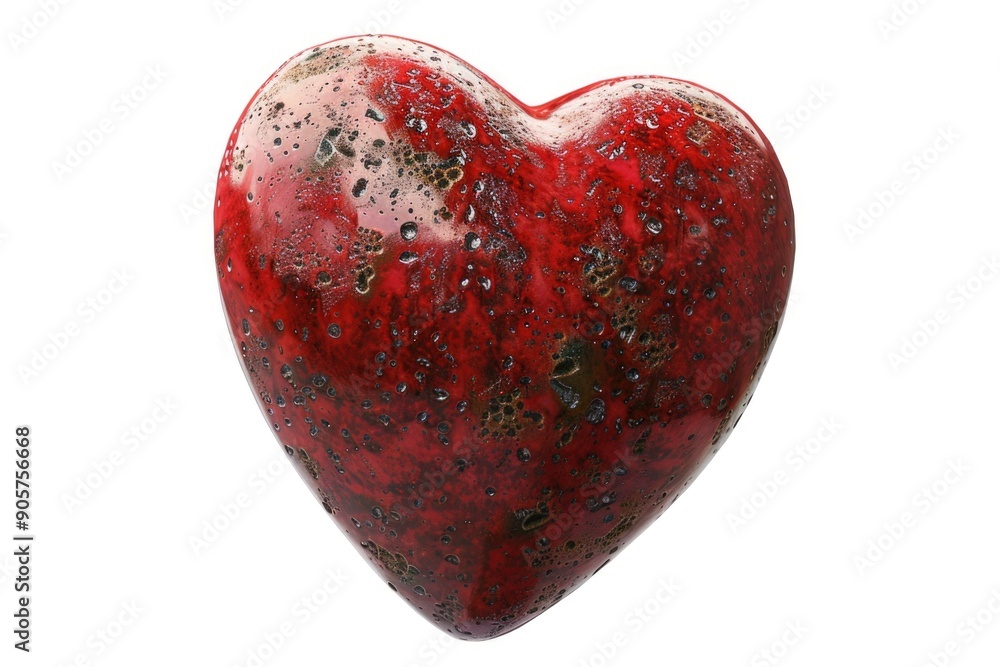 Poster a bright red heart shaped object sits on a clean white background, ready for use