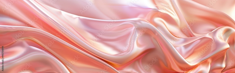 Poster Elegant Modern Digital Abstract Background Featuring Peach Fuzz Pantone Color Silk Texture in a Soft Flowing Design
