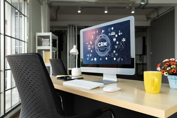 Customer relationship management system on modish computer for CRM business and enterprise