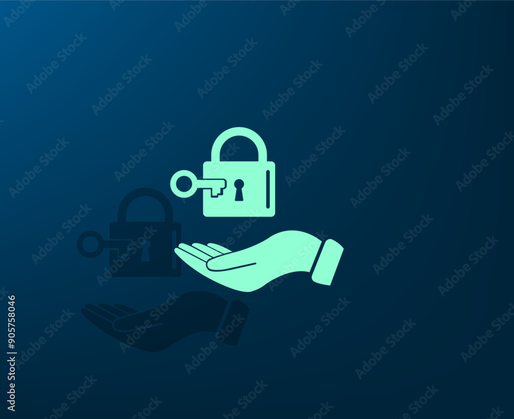 Poster vector illustration with shadow on blue background with gradient