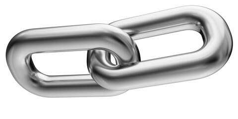 Obraz premium Silver chain isolated on a transparent background. 3D render of chromed metal.