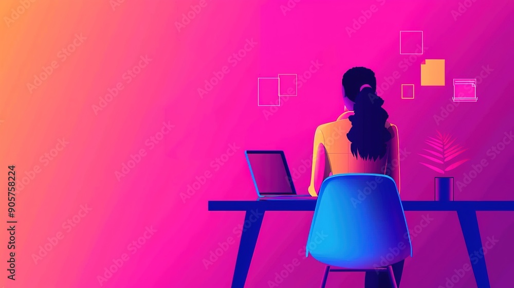 Poster modern virtual workspace with remote collaboration tools on technology background