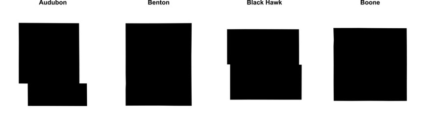 Audubon, Benton, Black Hawk, Boone outline maps