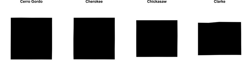 Cerro Gordo, Cherokee, Chickasaw, Clarke outline maps